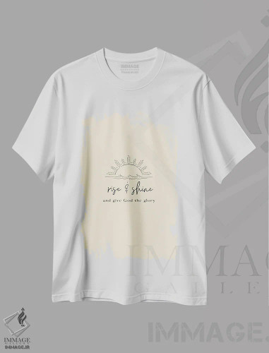 تیشرت سفید طرح دار برخیز و بدرخش و خدا را جلال بده، تایپوگرافی اثر خارین هینز | فروشگاه ایماژ