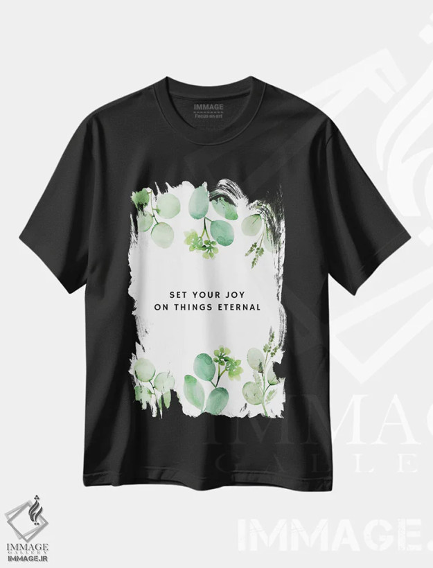 تیشرت مشکی طرح دار شادی ات را بر امور جاودان بگذار، مدیوم اثر خارین هینز | فروشگاه ایماژ