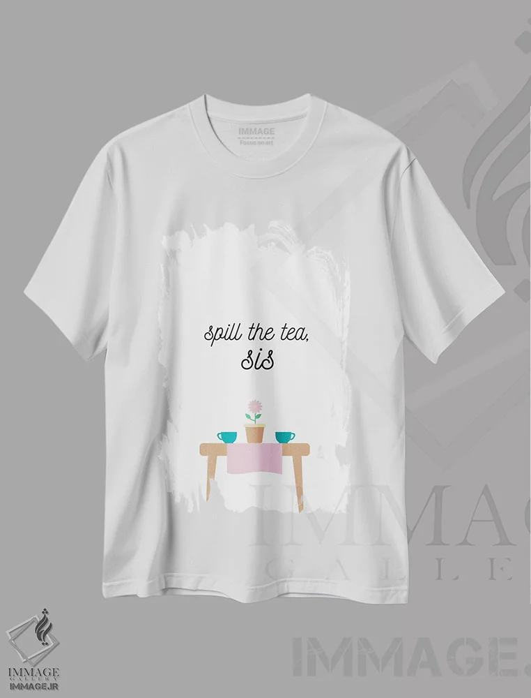 تیشرت سفید طرح دار شایعه را تعریف کن، هنر دیجیتال اثر خارین هینز | فروشگاه ایماژ