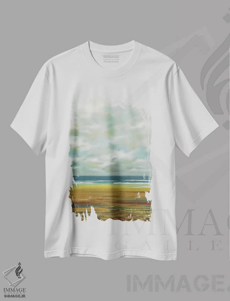 تیشرت سفید طرح دار پس از باران، آبستره اثر کلسی هوchstatter | فروشگاه ایماژ