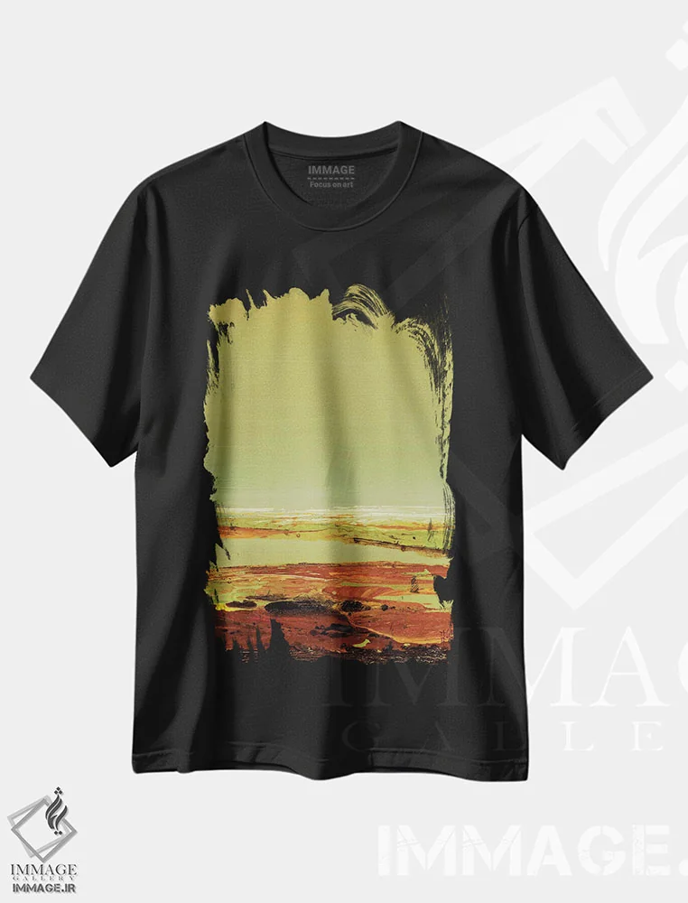 تیشرت مشکی طرح دار چه آرام II، آبستره اثر کلسی هوchstatter | فروشگاه ایماژ