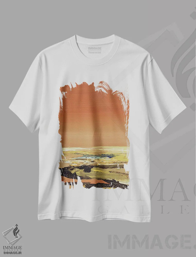 تیشرت سفید طرح دار چه آرام I، آبستره اثر کلسی هوchstatter | فروشگاه ایماژ