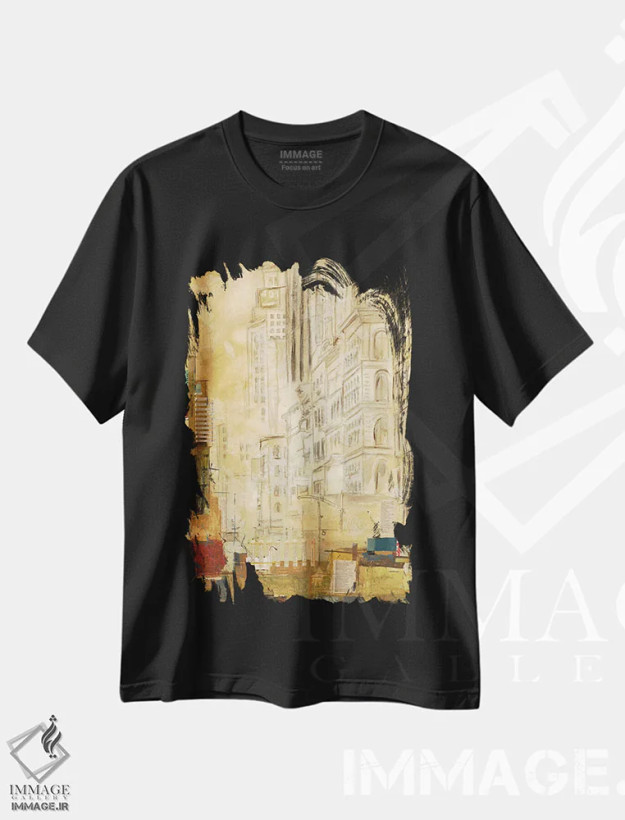 تیشرت مشکی طرح دار ردپاها II، دکور معاصر اثر کلسی هوchstatter | فروشگاه ایماژ