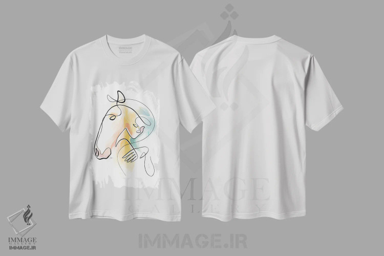 تیشرت سفید طرح دار اسب شماره ۱۵ / هنر اسب، تزئینی اثر دین کی | فروشگاه ایماژ