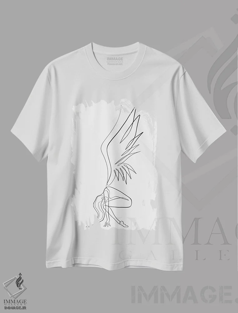 تیشرت سفید طرح دار اتریال، هنر تزئینی سیاه و سفید اثر دین کی | فروشگاه ایماژ