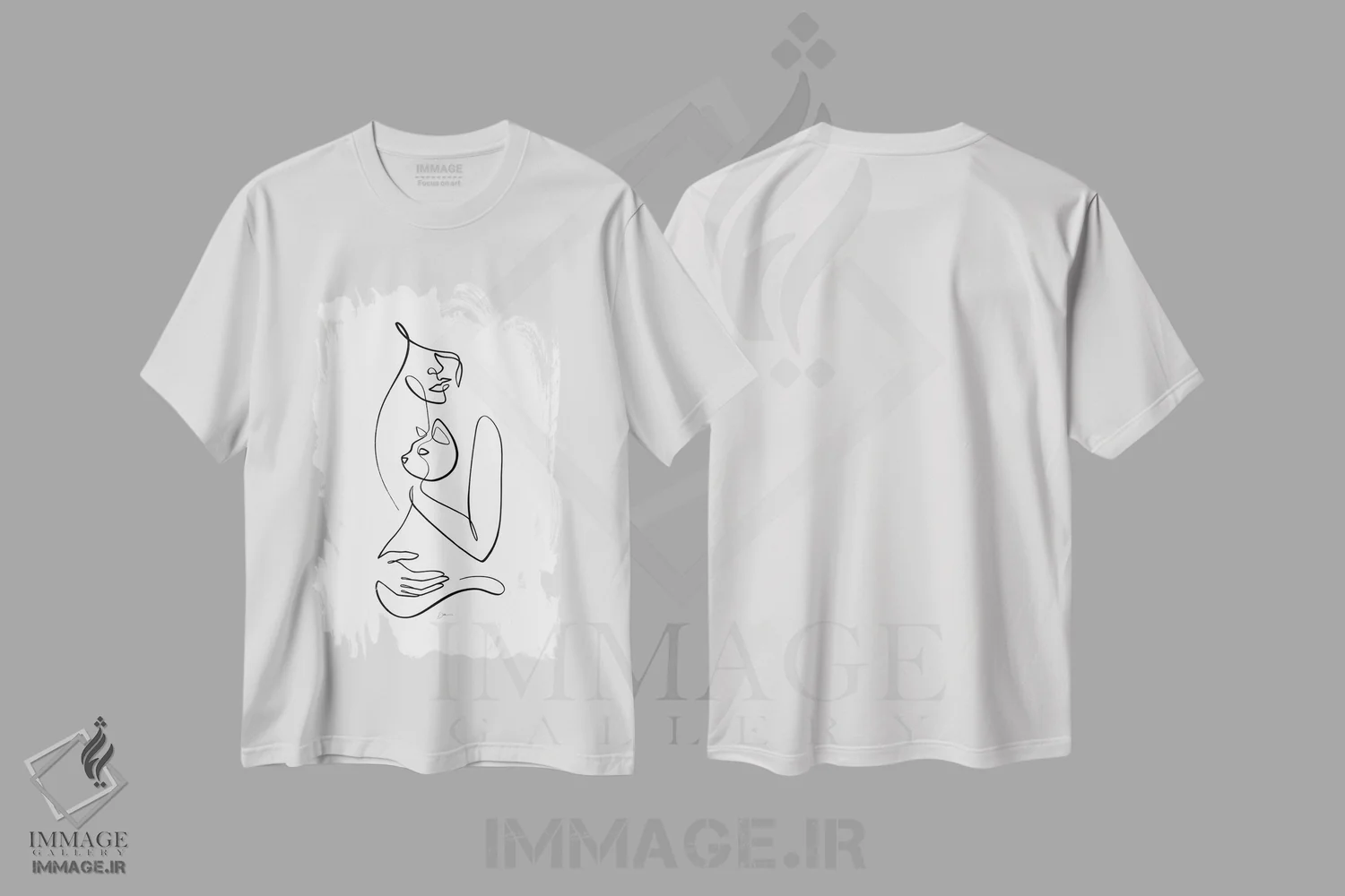 تیشرت سفید طرح دار بانوی گربه شماره ۱، تزئینی اثر دین کی | immage.ir