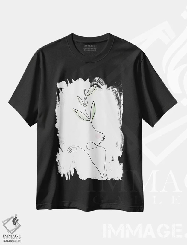 تیشرت مشکی طرح دار زیبایی های شفا بخش، هنر تزئینی سیاه و سفید اثر دین کی | فروشگاه ایماژ