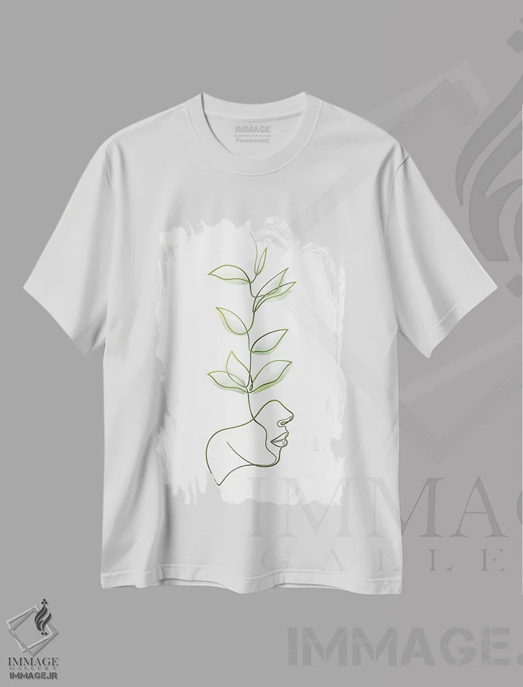 تیشرت سفید طرح دار یکی با طبیعت وحشی، هنر تزئینی سیاه و سفید اثر دین کی | immage.ir