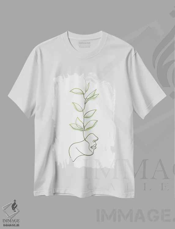 تیشرت سفید طرح دار یکی با طبیعت وحشی، هنر تزئینی سیاه و سفید اثر دین کی | immage.ir