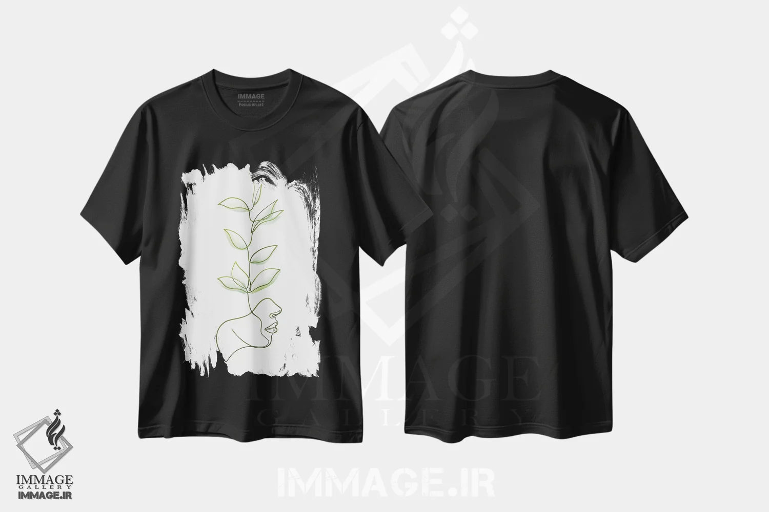 تیشرت مشکی طرح دار یکی با طبیعت وحشی، هنر تزئینی سیاه و سفید اثر دین کی | فروشگاه ایماژ