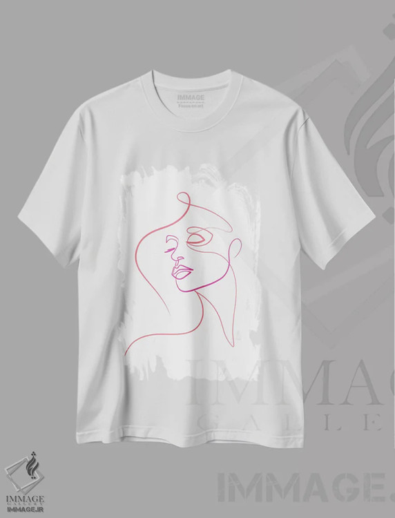تیشرت سفید طرح دار چهره زنانه I، تزئینی اثر دین کی | فروشگاه ایماژ