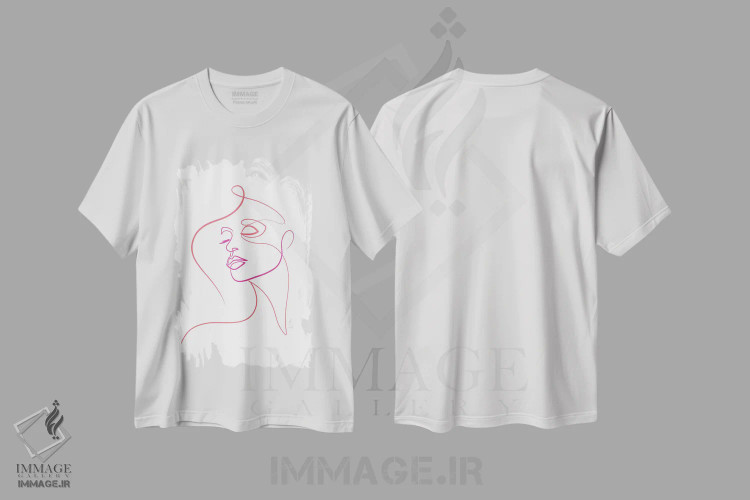 تیشرت سفید طرح دار چهره زنانه I، تزئینی اثر دین کی | فروشگاه ایماژ