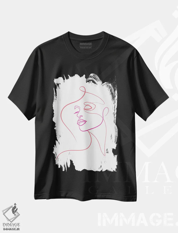 تیشرت مشکی طرح دار چهره زنانه I، تزئینی اثر دین کی | immage.ir