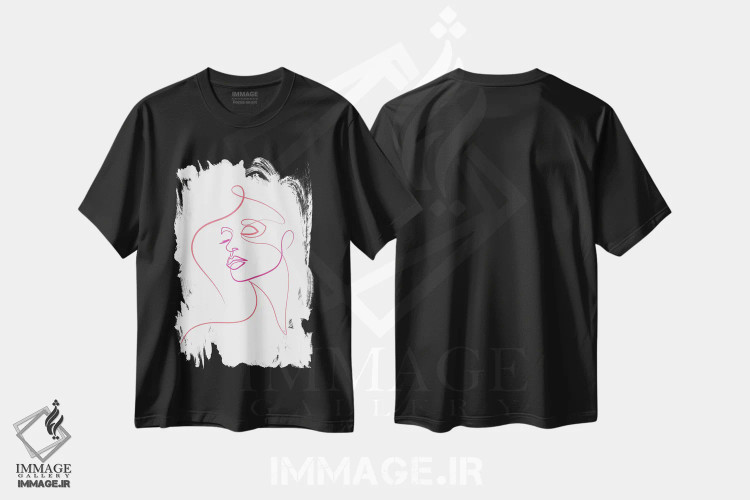 تیشرت مشکی طرح دار چهره زنانه I، تزئینی اثر دین کی | immage.ir