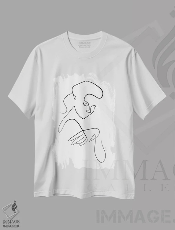 تیشرت سفید طرح دار پرتره زنانه IV، هنر تزئینی سیاه و سفید اثر دین کی | immage.ir