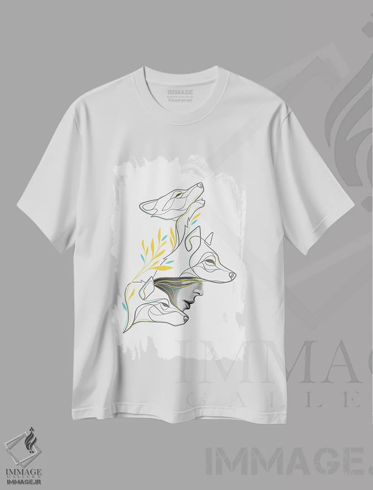 تیشرت سفید طرح دار گله گرگ ها، تزئینی اثر دین کی | فروشگاه ایماژ