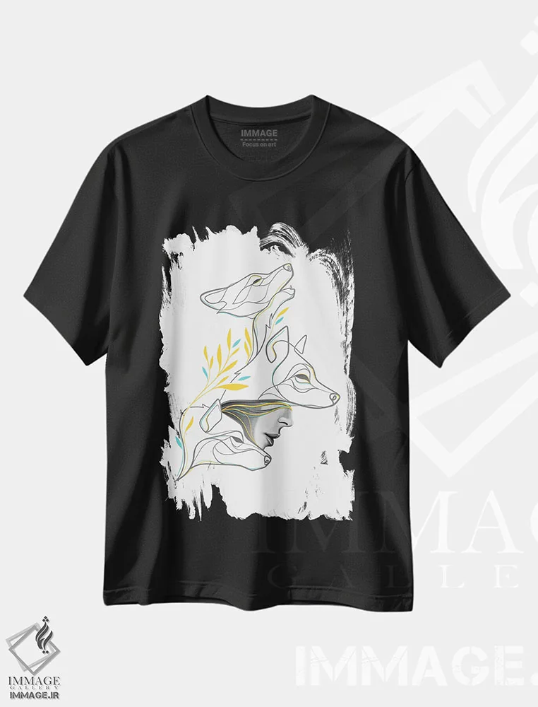 تیشرت مشکی طرح دار گله گرگ ها، تزئینی اثر دین کی | immage.ir