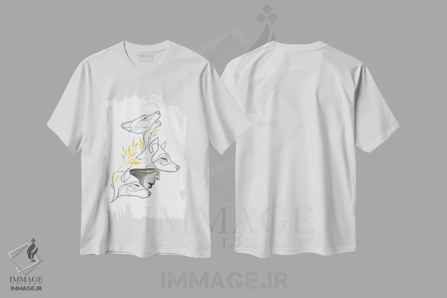 تیشرت سفید طرح دار گله گرگ ها، تزئینی اثر دین کی | فروشگاه ایماژ