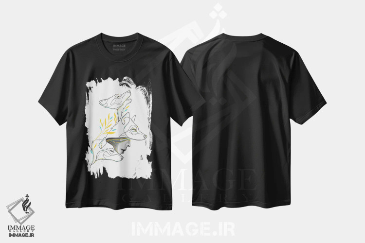 تیشرت مشکی طرح دار گله گرگ ها، تزئینی اثر دین کی | immage.ir