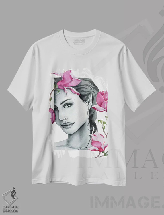 تیشرت سفید طرح دار ماگنولیا، مدیوم اثر کایرا بالان | فروشگاه ایماژ