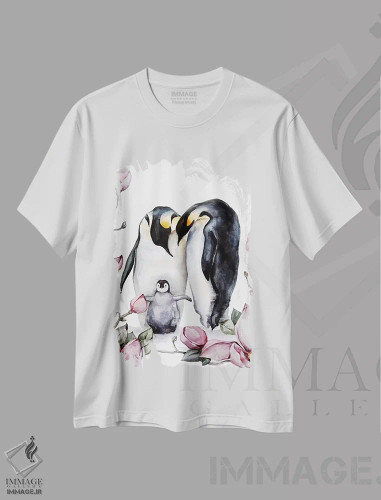 تیشرت سفید طرح دار پنگوئن ها، تزئینی اثر کایرا بالان | فروشگاه ایماژ