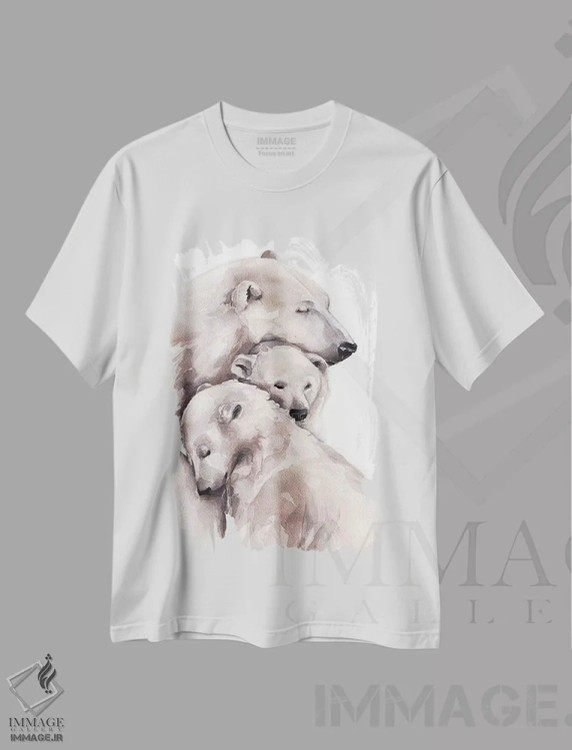 تیشرت سفید طرح دار خرس قطبی، تزئینی اثر کایرا بالان | immage.ir