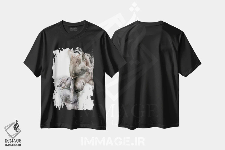 تیشرت مشکی طرح دار گرگ ها، تزئینی اثر کایرا بالان | فروشگاه ایماژ