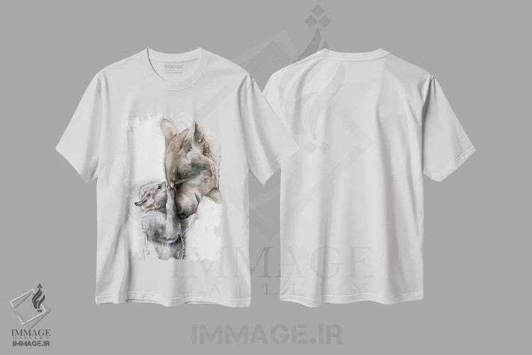 تیشرت سفید طرح دار گرگ ها، تزئینی اثر کایرا بالان | immage.ir