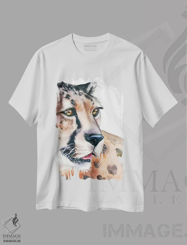 تیشرت سفید طرح دار یوزپلنگ، تزئینی اثر کایرا بالان | فروشگاه ایماژ