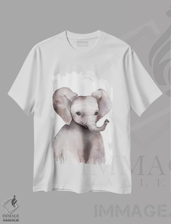 تیشرت سفید طرح دار فیل، مدیوم اثر کایرا بالان | فروشگاه ایماژ