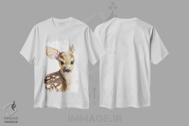 تیشرت سفید طرح دار گوزن، مدیوم اثر کایرا بالان | immage.ir