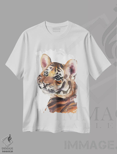 تیشرت سفید طرح دار ببر، مدیوم اثر کایرا بالان | فروشگاه ایماژ