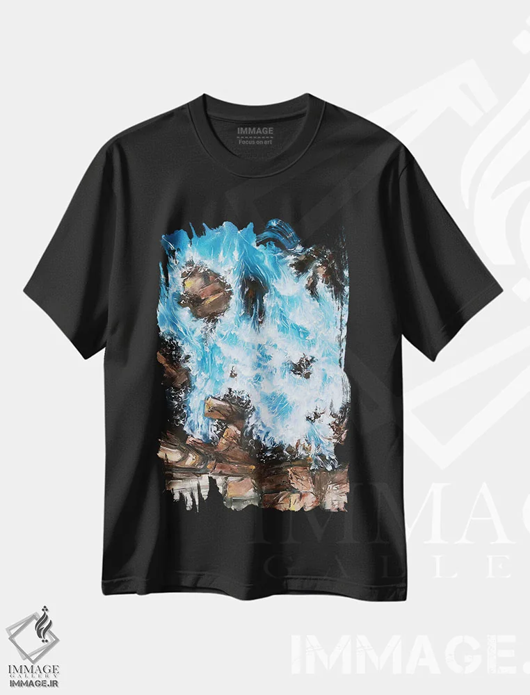 تیشرت مشکی طرح دار جزر و مد، مدیوم اثر کایرا بالان | فروشگاه ایماژ