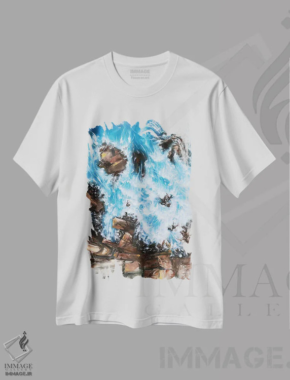 تیشرت سفید طرح دار جزر و مد، مدیوم اثر کایرا بالان | immage.ir