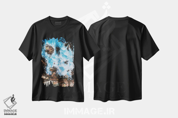 تیشرت مشکی طرح دار جزر و مد، مدیوم اثر کایرا بالان | فروشگاه ایماژ