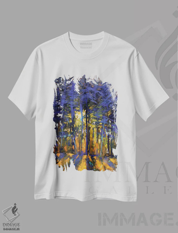 تیشرت سفید طرح دار نور جاری، هنر فاخر معاصر اثر کیم اشلمن | immage.ir