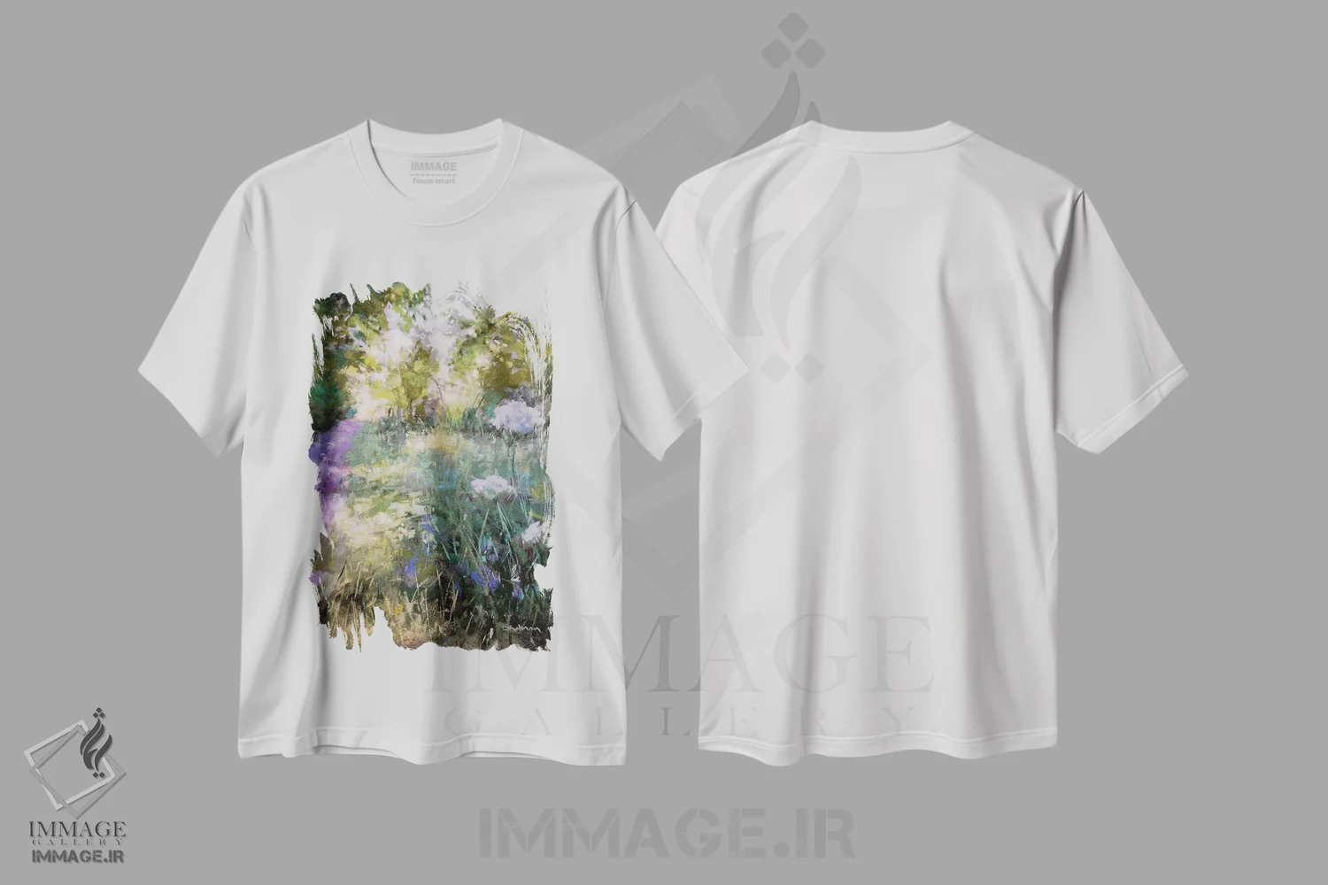 تیشرت سفید طرح دار سایه خنک، هنر فاخر معاصر اثر کیم اشلمن | فروشگاه ایماژ