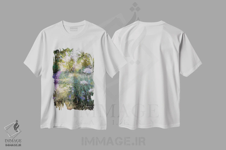 تیشرت سفید طرح دار سایه خنک، هنر فاخر معاصر اثر کیم اشلمن | فروشگاه ایماژ