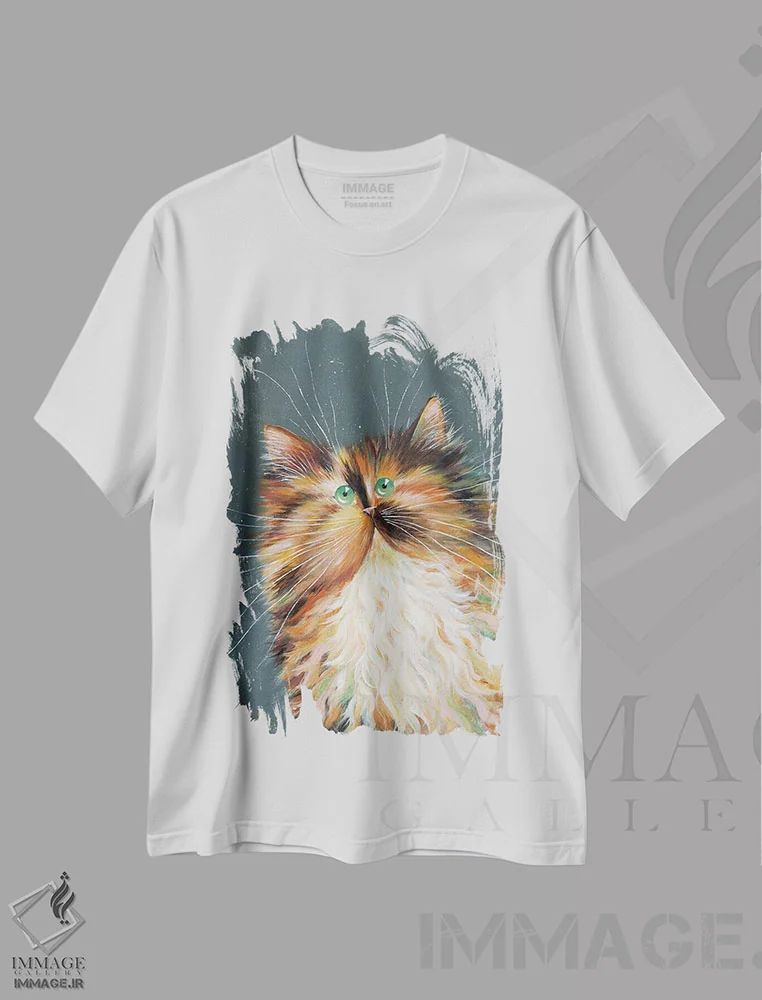 تیشرت سفید طرح دار هتی، تزئینی اثر کیم هاسکینز | فروشگاه ایماژ