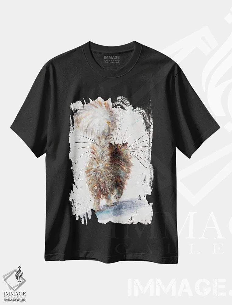 تیشرت مشکی طرح دار کپل پشمالو، مدیوم اثر کیم هاسکینز | immage.ir