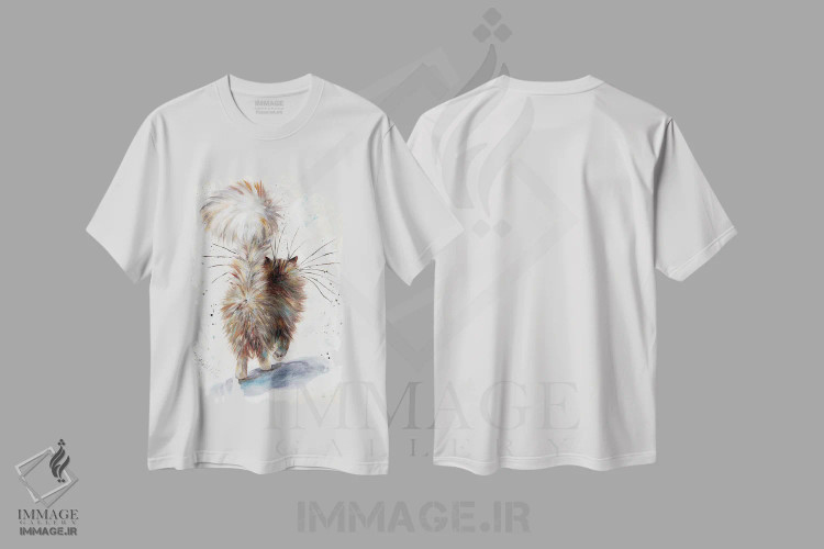 تیشرت سفید طرح دار کپل پشمالو، مدیوم اثر کیم هاسکینز | فروشگاه ایماژ