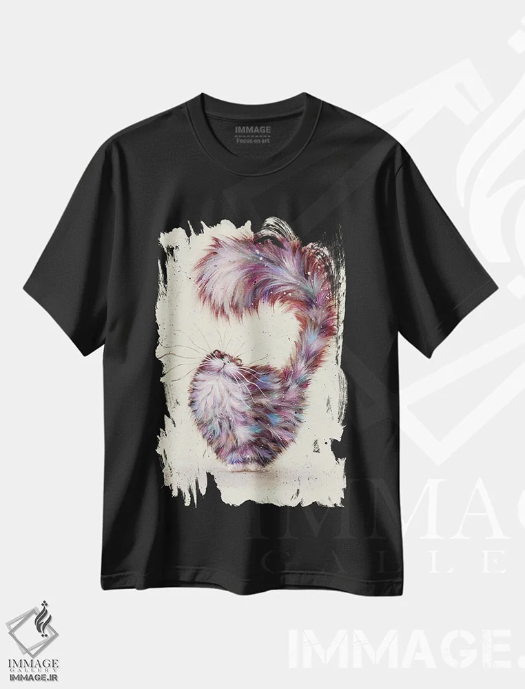 تیشرت مشکی طرح دار دم بزرگ، مدیوم اثر کیم هاسکینز | فروشگاه ایماژ
