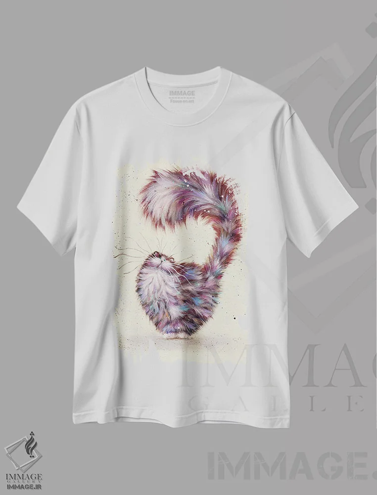 تیشرت سفید طرح دار دم بزرگ، مدیوم اثر کیم هاسکینز | immage.ir
