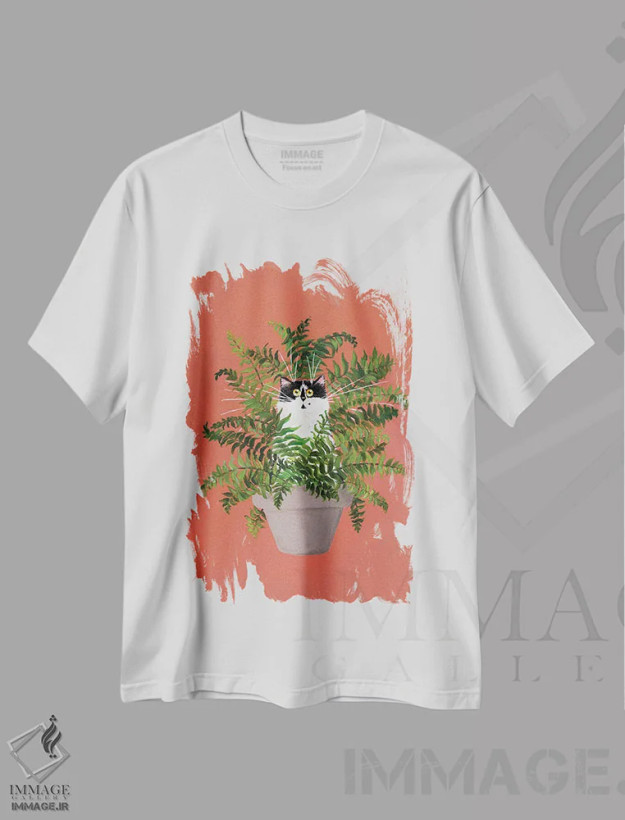 تیشرت سفید طرح دار کلئو در سرخس، دکور معاصر اثر کیم هاسکینز | فروشگاه ایماژ