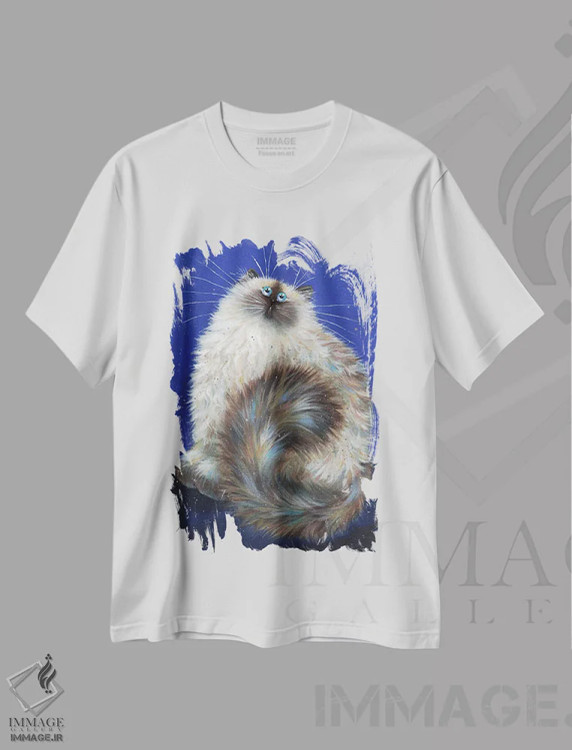 تیشرت سفید طرح دار کلاین، تزئینی اثر کیم هاسکینز | immage.ir