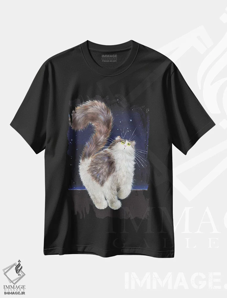 تیشرت مشکی طرح دار سامانتا، تزئینی اثر کیم هاسکینز | فروشگاه ایماژ