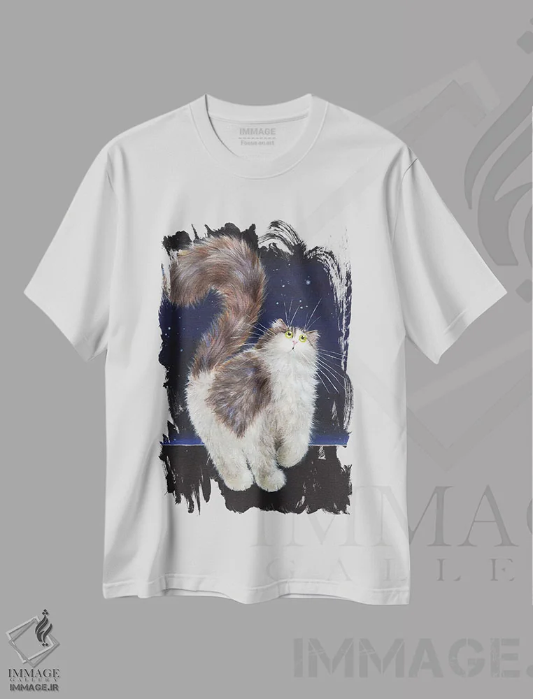 تیشرت سفید طرح دار سامانتا، تزئینی اثر کیم هاسکینز | immage.ir