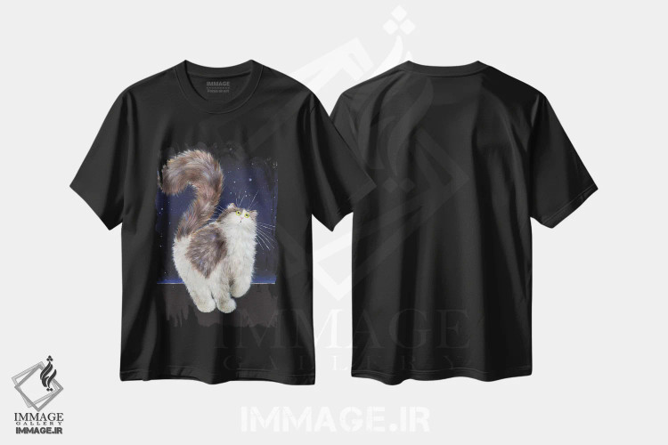 تیشرت مشکی طرح دار سامانتا، تزئینی اثر کیم هاسکینز | فروشگاه ایماژ