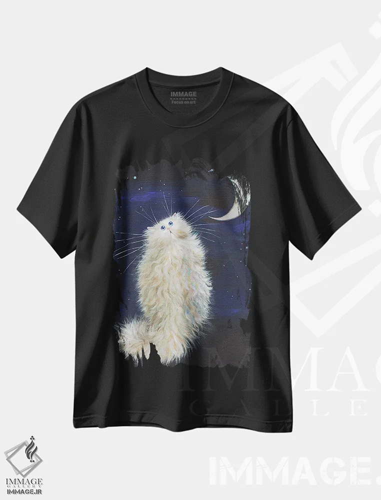 تیشرت مشکی طرح دار ماه، تزئینی اثر کیم هاسکینز | immage.ir