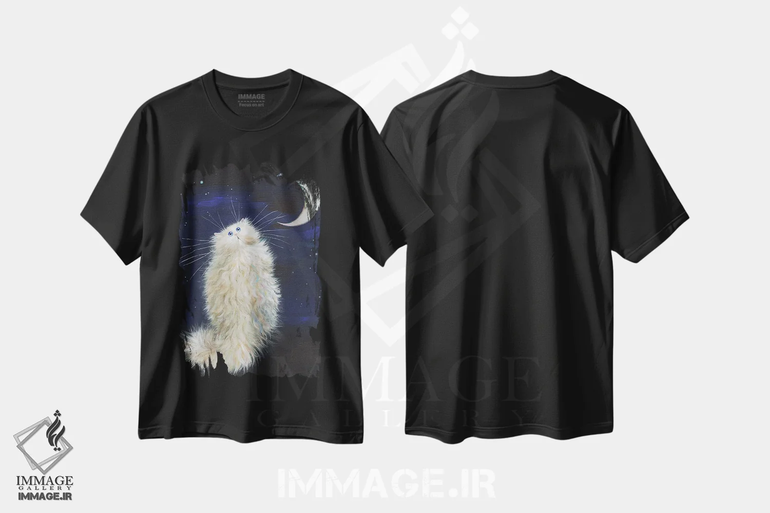 تیشرت مشکی طرح دار ماه، تزئینی اثر کیم هاسکینز | immage.ir